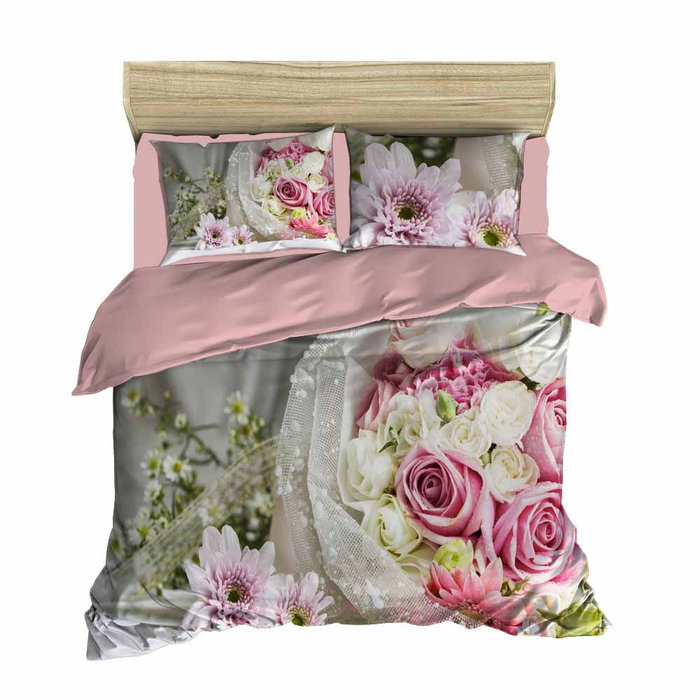 L'essentiel linge de maison Juego de Fundas de Edredón Doble con Impresión 3D Rosa, Verde y Blanco L'essentiel linge de maison Juego de Fundas de Edredón Doble con Impresión 3D Rosa, Verde y Blanco